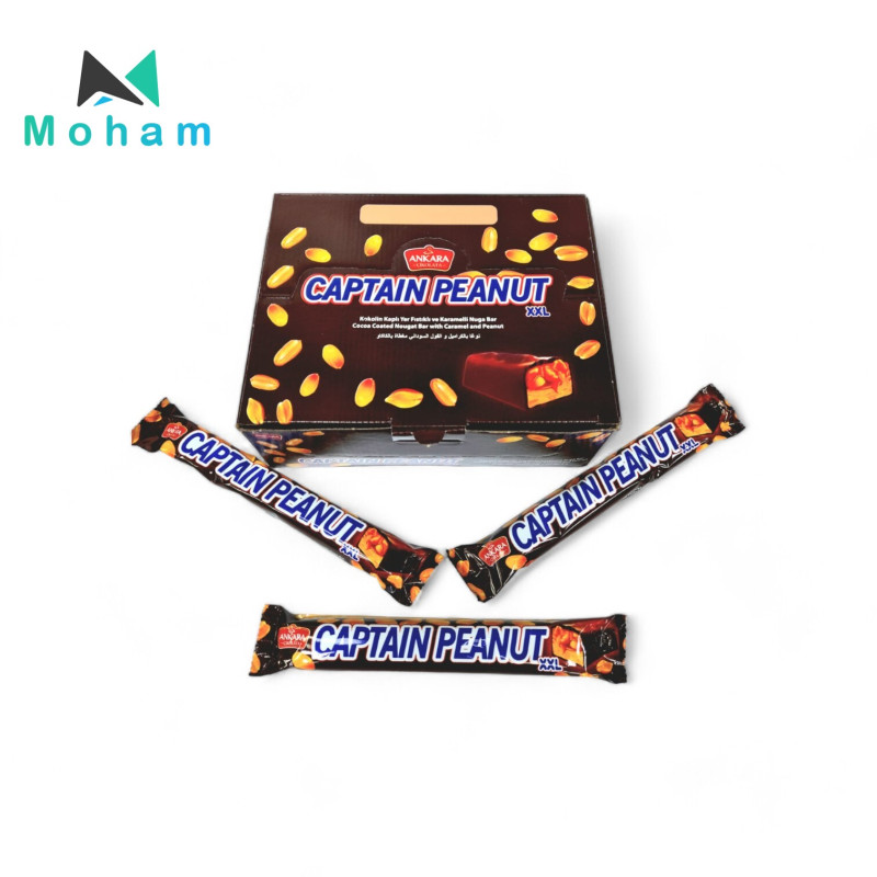 Captain Peanut XXL Cocoa Coated Nougat Bar with Caramel and Peanut 24 pcs.60 grams