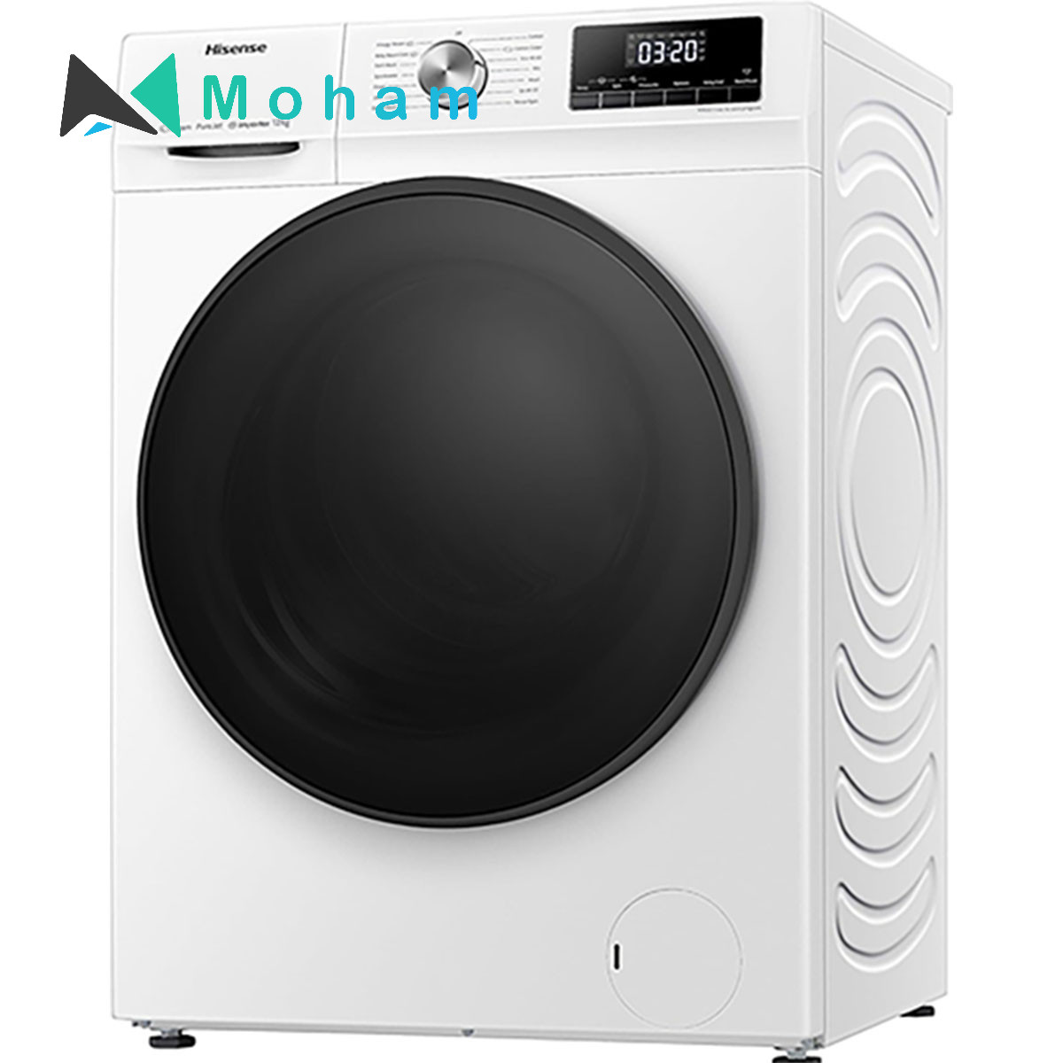 Hisense WFQA1214EVJM Freestanding 12 KG Front Load Washing Durable Inverter Machine Steam Wash Quick Wash 15 Washing Programs 1400 RPM White Energy Rating A [Energy Class A]