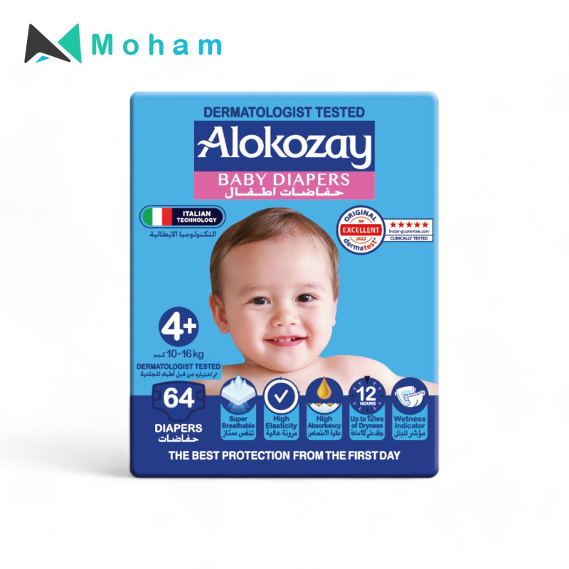 Alokozay Premium Baby Diapers - SIZE 4 plus – 64 pcs