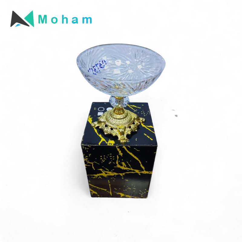 Crystal Fruit Plate with Gold Stand