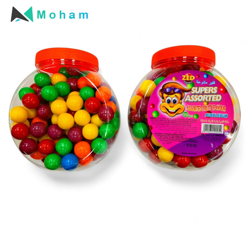 Zed Super Assorted Fruit Flavour Bubblegum 120pcs. 1kl