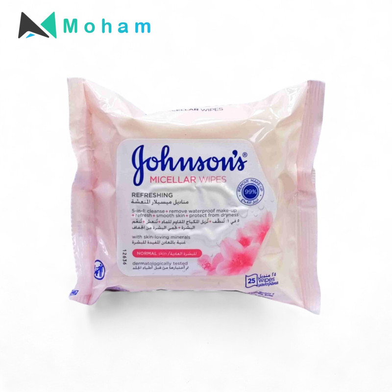 JOHNSON MICELLAR WIPES REFRESHING 25PC/PK