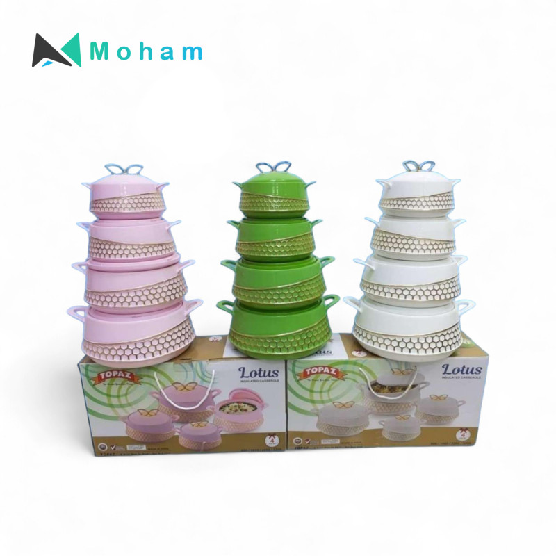 TOPAZ 4PC LOTUS PLASTIC HOTPOT SET- GOLD