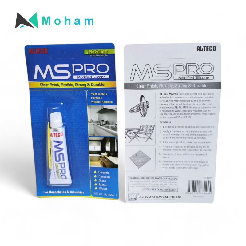 Tube of Alteco MS Pro Clear Silicone Sealant