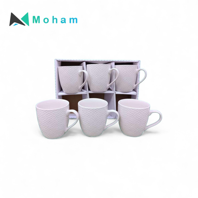 WHITE CERAMIC MUG SET-6PCS