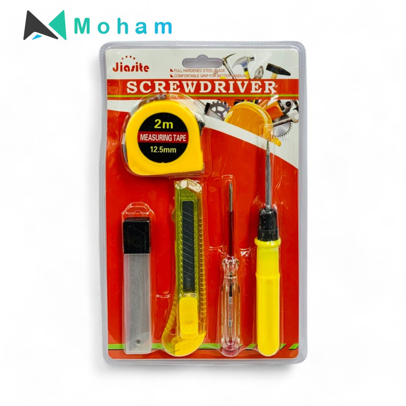 Jiasite 60 Piece Screwdriver & Utility Knife Tool Set with 2M Measuring Tape