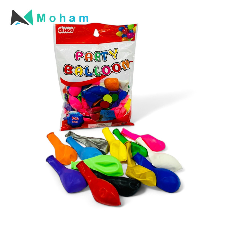 Dingo Party Balloons 100 Pack - Assorted Colors