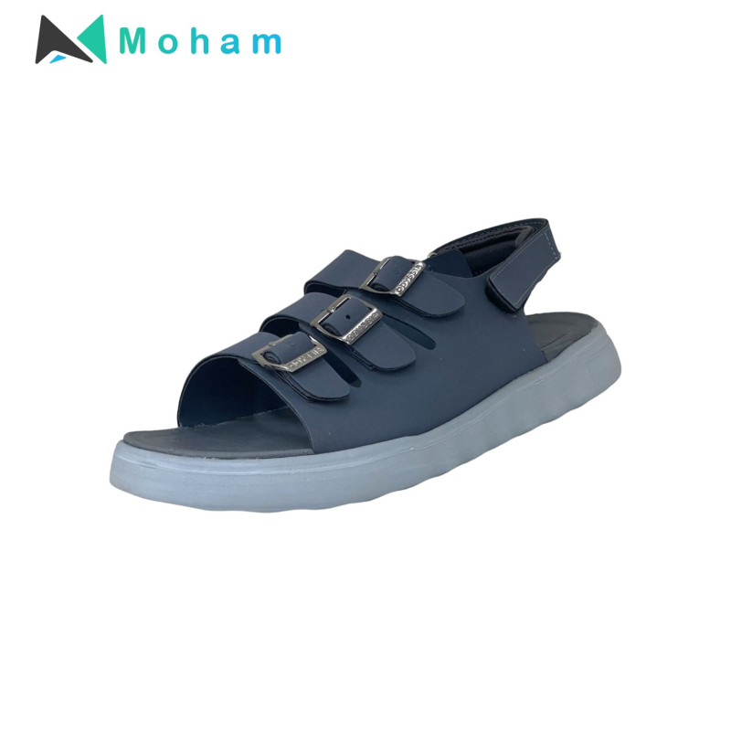 Odyssia Men's Blue Casual Sandals with Triple Buckle Straps