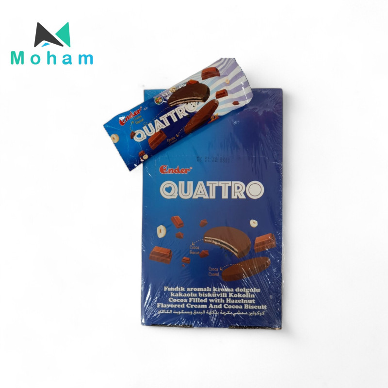 Quattro Cocoa Filled Biscuit with Hazelnut Flavored Cream 24pcs. 42 grams