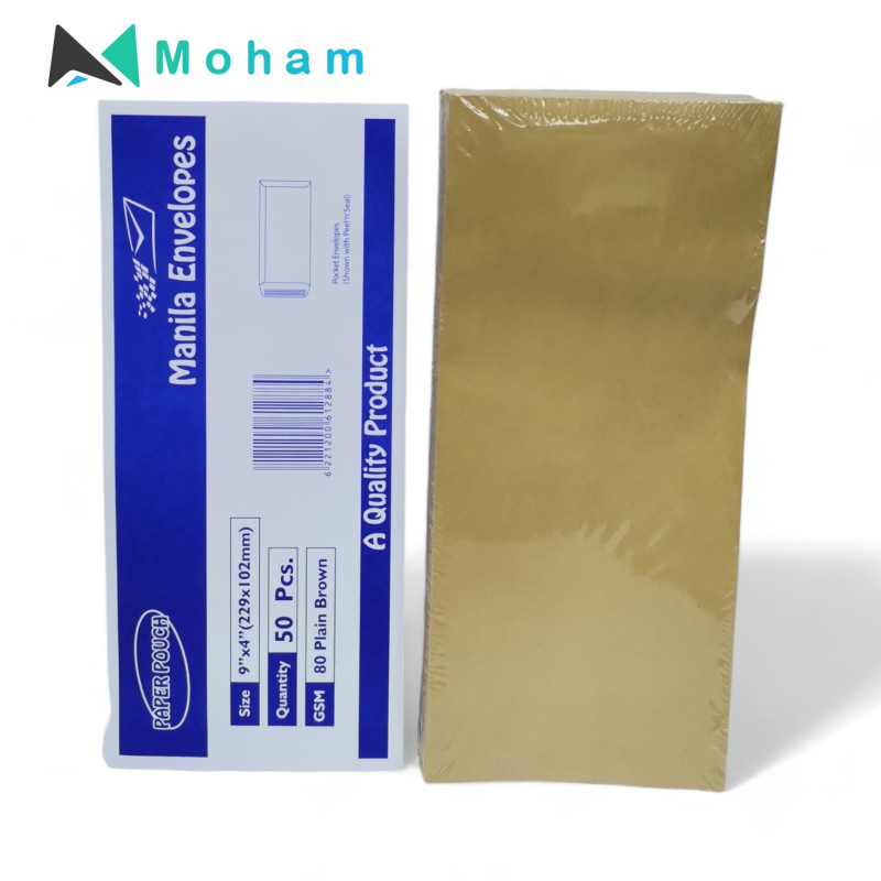 Paper Pouch Manila Envelopes 9x4 80gsm