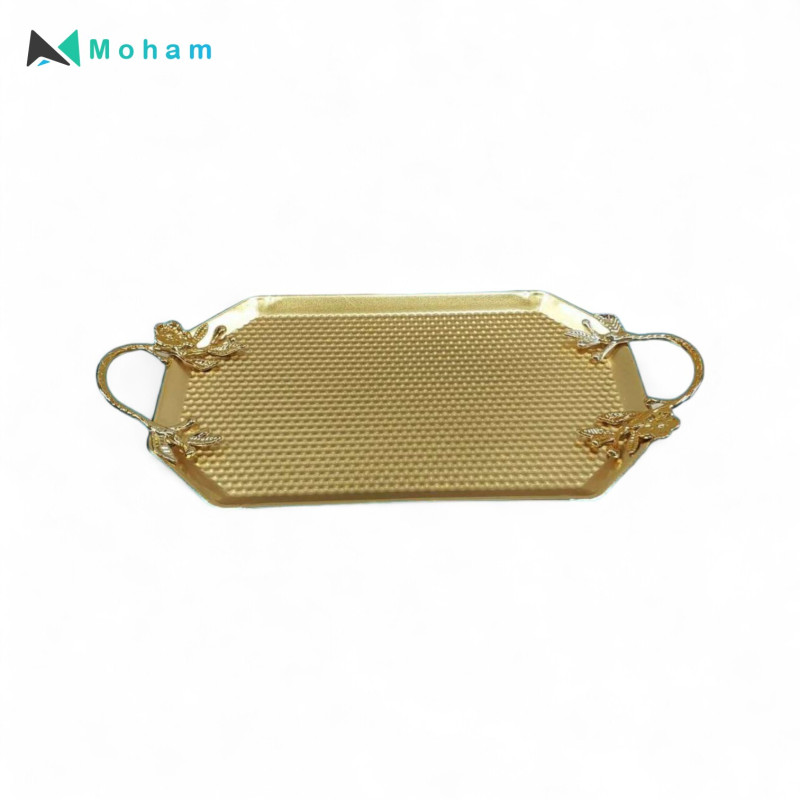 Gold Serving Tray with Ornate Handles