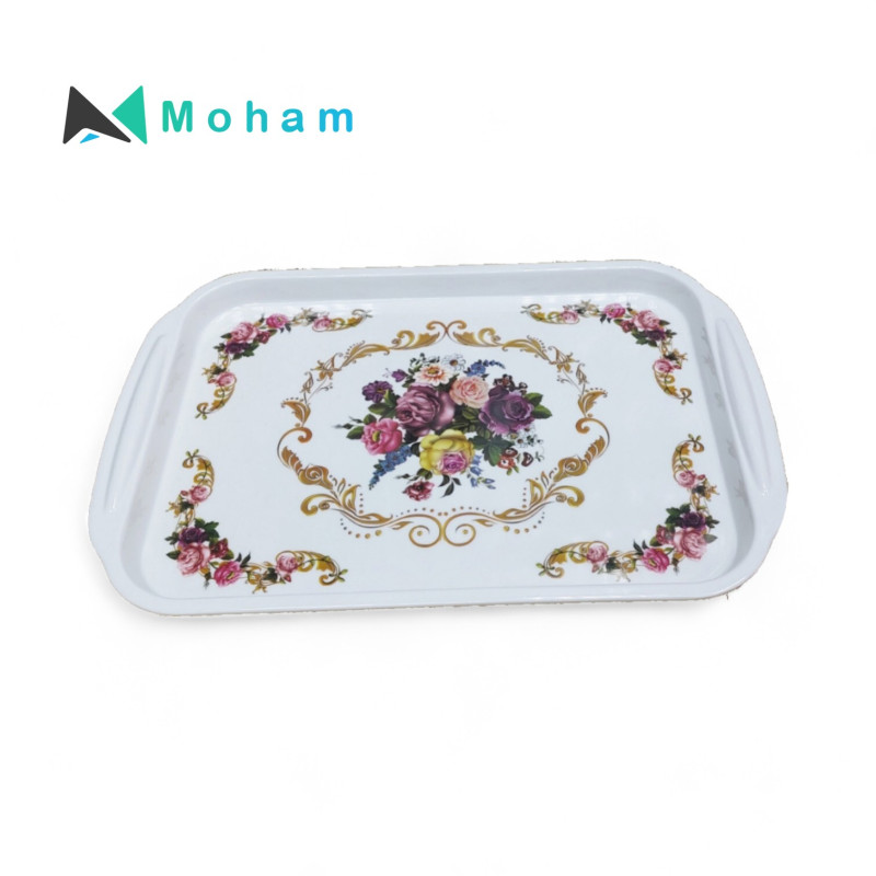 Floral Design Rectangular Serving Tray