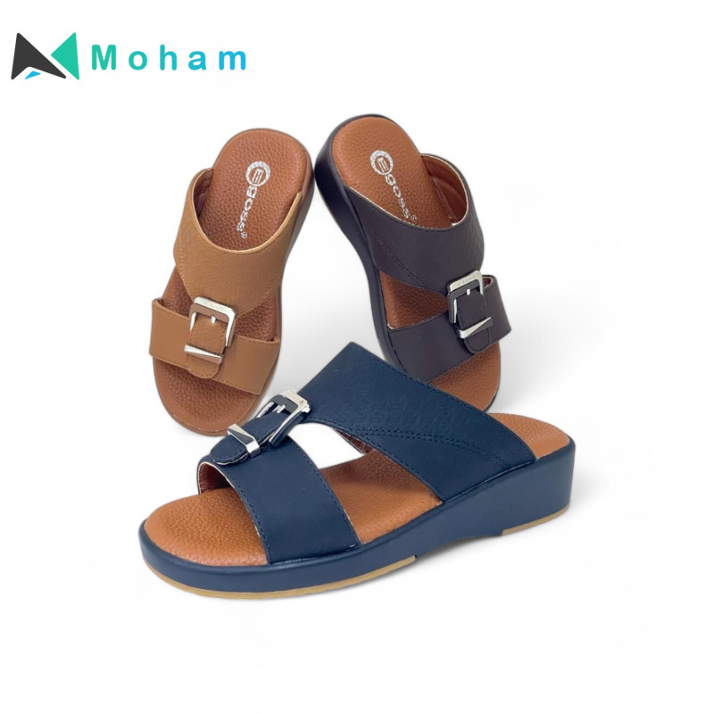 SPIC Egoss Men's Double Buckle Leather Sandals