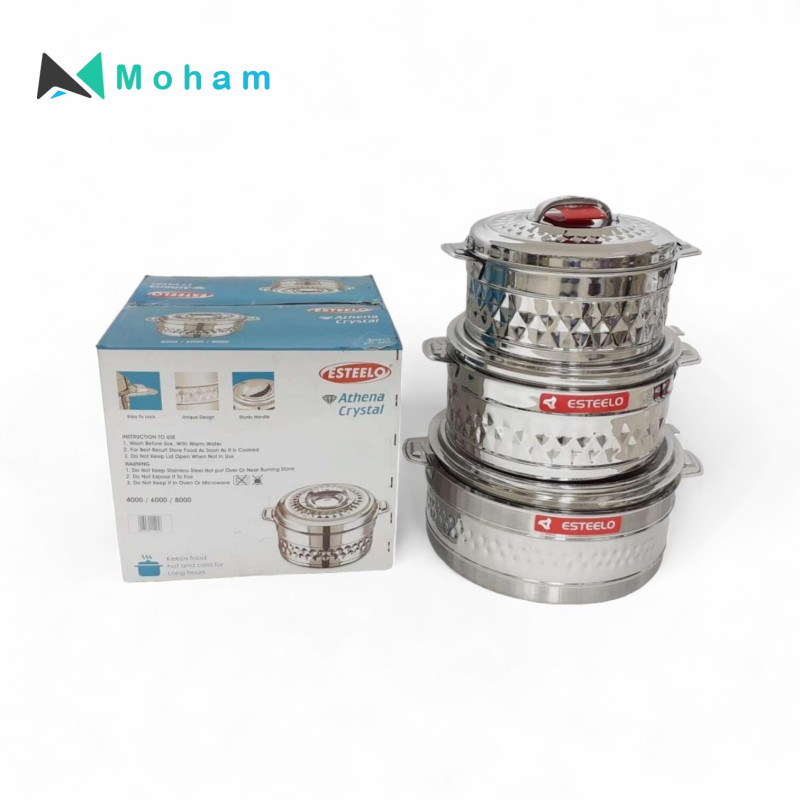 ESTEELO ATHENA CRYSTAL STAINLESS STEEL HOTPOT-3PCS