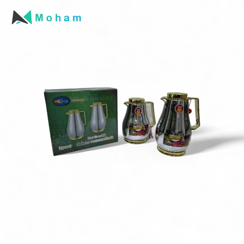 STAINLESS STEEL BODY FLASK-2PCS (SILVER WITH GOLD)